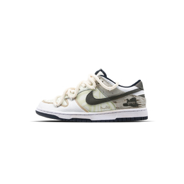 Nike Кроссовки для скейтбординга Dunk Low Heat Tropical Rainforest с противоскользящим покрытием, износостойкие, унисекс, серые, белые, зеленые dd1391-100(team81-男女款热带雨林) | gray white green