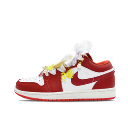 Jordan Баскетбольные кроссовки Air 1 Vintage, унисекс, низкие, красные, белые, золотые fj3459-160(team393-盟结良缘） | red
