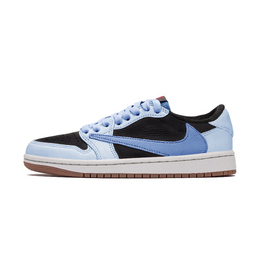 Jordan Баскетбольные кроссовки Travis Scott X Air 1 Vintage, унисекс, низкие, черные, синие dz4137-700（team肆叁柒-蓝黑倒钩） | black blue