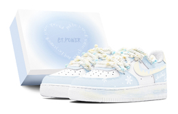 Nike Кроссовки для скейтбординга Air Force 1 с противоскользящим износостойким верхом, унисекс, белые, синие cw2288-111(team88-冰雪圣诞s-box) | white blue