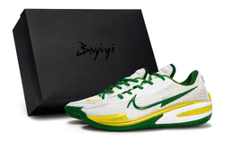 Nike Баскетбольные кроссовки Air Zoom GT Cut 1 с амортизаторами, противоскользящие, низкие, унисекс, белые, зеленые, желтые dx4112-114(team80-男女鸭子机动队sbox) | white green yellow