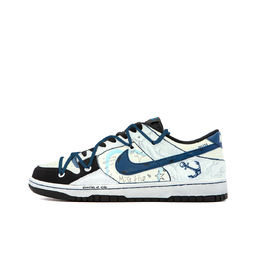 Nike Кроссовки для скейтбординга Dunk Youth Album Small Flower с нескользящей подошвой, износостойкие, женские, черные, белые, синие dh9765-104(team676-青春专辑 ) | light blue