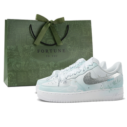 Nike Кроссовки Air Force 1 Low-Top для скейтбординга, женские, цвет: голубой, белый dd8959-100(team拾柒-女款低帮海棠依旧板鞋) | cyan white