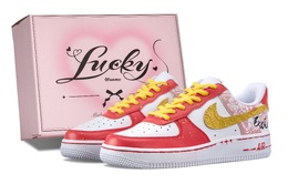 Nike Кроссовки для скейтбординга Air Force 1 женские, низкие, белые/красные/золотые dd8959-100（team144-金蛇迎财女款） | white red