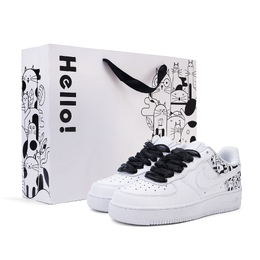 Nike Кроссовки Air Force 1 с антискользящим покрытием, износостойкие, низкие, для скейтбординга, унисекс, белые cw2288-111（team314-猫咪s-box) | white