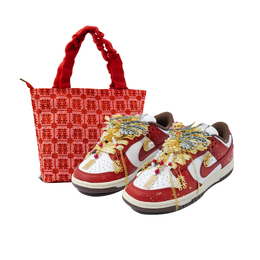 Nike Кроссовки для скейтбординга Dunk Phoenix And Feng In Harmony с антискользящим покрытием, износостойкие, женские, золотисто-красные dd1503-124（team615-风鸾和鸣） | gold red
