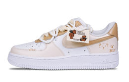 Nike Кроссовки для скейтбординга Air Force 1 женские, низкие, белые/коричневые dd8959-100 （team969 小熊英文） | white brown