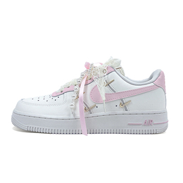 Nike Кроссовки для скейтбординга Air Force 1 с противоскользящим покрытием, износостойкие, женские, белые fv3654-111(team703-蕾丝蝴蝶结 ) | white