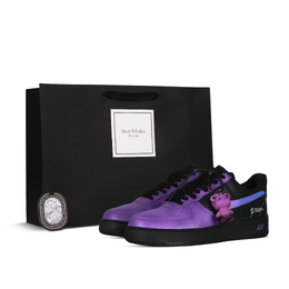 Nike Кроссовки Air Force 1 с антискользящим покрытием, низкие, для скейтбординга, унисекс, черные, фиолетовые cw2288-001(team368-男女款星河幻熊) | black purple