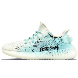 Adidas Низкие повседневные кроссовки Yeezy Boost 350 V2, устойчивые к истиранию, унисекс, белые, синие hq6316(team401-自由万岁) | white blue