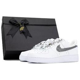 Nike Кроссовки Air Force 1 с противоскользящим и износостойким эффектом, увеличивающие рост, для скейтбординга, унисекс, белые cw2288-111（team335-银龙礼盒版) | white[obsidian box]