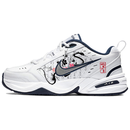 Nike Низкие, износостойкие, массивные, противоскользящие кроссовки Air Monarch 4 унисекс, белые, черные 415445-102(team181-诗文蛇意) | white black