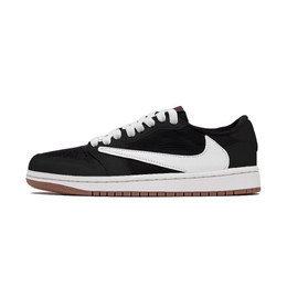 Jordan Баскетбольные кроссовки Travis Scott x Air 1 Low Top Vintage, унисекс, черно-белые dz4137-700（team肆叁柒-纯黑白倒勾） | black white