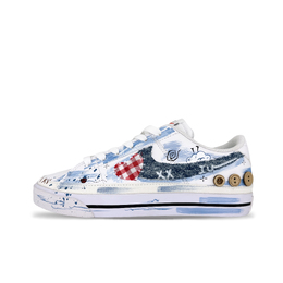 Nike Кроссовки Court Legacy Denim с противоскользящим покрытием, износостойкие, низкие, для скейтбординга, женские, сине-белые dh3161-101（team1184-纽扣牛仔） | blue white