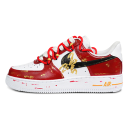 Nike Кроссовки Air Force 1 с антискользящим покрытием, износостойкие, низкие, для скейтбординга, унисекс, черные, белые, красные cw2288-111（team883） | black white red