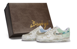 Nike Кроссовки для скейтбординга Air Force 1 Low Top унисекс, белые, коричневые, зеленые cw2288-111(team80-男女云雾莲莲s-box) | white brown green
