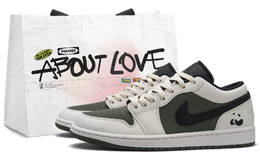 Jordan Баскетбольные кроссовки Air 1 Panda Olive Low Top Vintage унисекс бежево-зеленого цвета 553558-092(team62-小熊猫橄榄) | beige green