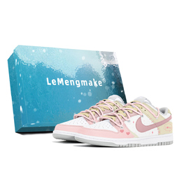 Nike Кроссовки для скейтбординга Dunk Joy Lemon с противоскользящим покрытием, износостойкие, женские, белые, желтые, розовые dd1503-103(team778-心愿礼盒s-box) | white yellow pink