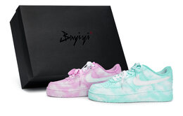 Nike Кроссовки для скейтбординга Air Force 1 унисекс, низкие, белые/розовые/тиффани cw2288-111(team80-云樱物语粉蒂s-box) | white pink green