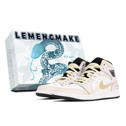Jordan Баскетбольные кроссовки Air 1 Joy Lemon, износостойкие, винтажные, средней высоты, унисекс, бежево-розовые dq8426-001(team399-樱岛茶话s-box) | beige pink
