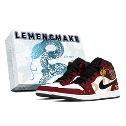 Jordan 1. Износостойкие винтажные баскетбольные кроссовки среднего размера унисекс, белые, красные dq8426-001(team778-金蛇贺喜s-box) | white red