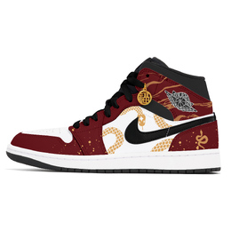 Jordan 1. Износостойкие винтажные баскетбольные кроссовки среднего размера унисекс, белые, красные dq8426-001(team778-金蛇贺喜) | white red