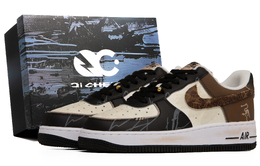 Nike Кроссовки Air Force 1 с низким верхом для скейтборда, устойчивые к истиранию, унисекс, коричневые, черные fb3355-200（team63-暮野sbox） | black