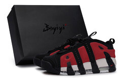 Nike Баскетбольные кроссовки Air More Uptempo унисекс с низким верхом, серо-красные fz3055-001(team80-异空星界红s-box) | black gray red