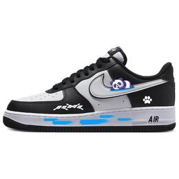 Nike Низкие износостойкие кроссовки для скейтбординга Air Force 1 унисекс, черные, белые, синие dv0788-001(team641-口水熊猫) | black white blue