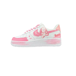 Nike Кроссовки для скейтбординга Air Force 1 HEN-Ji с противоскользящим износостойким верхом, женские, белые, розовые dd8959-100（team709-战损兔） | white pink
