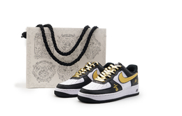 Nike Кроссовки для скейтбординга Air Force 1 с противоскользящим износостойким верхом, унисекс, черно-золотые dv0788-001（team719-熊猫金色sbox) | black gold