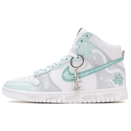 Nike Кроссовки для скейтбординга Dunk High с противоскользящим износостойким верхом унисекс, зеленые, серые, белые do2321-111(team804-巳蛇星星灰蓝) | green gray white