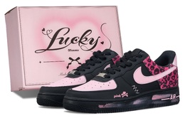 Nike Кроссовки для скейтбординга Air Force 1 с противоскользящим покрытием и износостойкостью, легкие, женские, черно-розовые dd8959-001(team686-慵懒之豹） | black pink