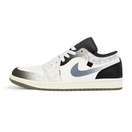 Jordan 1. Износостойкие и нескользящие винтажные баскетбольные кроссовки Joy Lemon с низким верхом, унисекс, белые, серые 553558-092(team778-澜影空间) | white gray