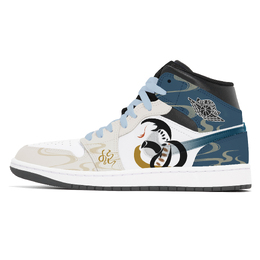 Jordan 1. Износостойкие и нескользящие винтажные баскетбольные кроссовки Joy Lemon среднего размера, унисекс, бежево-синие dq8426-001(team778-青蛇狩猎) | beige blue