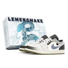 Jordan 1. Износостойкие и нескользящие винтажные баскетбольные кроссовки Joy Lemon с низким верхом, унисекс, белые, серые 553558-092(team778-澜影空间s-box) | white gray