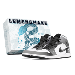 Jordan 1. Износостойкие винтажные баскетбольные кроссовки среднего размера унисекс, серо-белые dq8426-001(team778-寒冬傲蛇s-box) | gray white