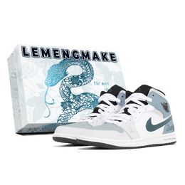 Jordan 1. Износостойкие винтажные баскетбольные кроссовки среднего размера, унисекс, синие dq8426-001(team778-灵蛇贺岁s-box) | blue