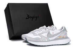 Nike Кроссовки Phoenix Waffle Anti Slip с низким верхом, износостойкие, женские, белые, серебристо-серые hq3463-191(team80-女款圣诞堆雪s-box) | white silver gray