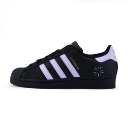 Adidas Низкие, износостойкие, противоскользящие кроссовки для скейтбординга SUPERSTAR, унисекс, черно-фиолетовые eg4959（team448-紫色烟花） | black purple