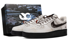 Nike Кроссовки для скейтбординга Air Force 1 с антискользящей амортизацией, износостойкие, низкие, женские, черно-белые hj7180-030（team63-棠下歌sbox） | black white