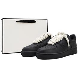 Nike Кроссовки Air Force 1 с антискользящим покрытием, износостойкие, низкие, для скейтбординга, унисекс, черные, белые cw2288-001（team91-空军黑武士 白麻绳礼袋） | black white