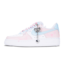 Nike Кроссовки для скейтбординга Air Force 1 с противоскользящим износостойким верхом, женские, сине-розовые dd8959-100（team883-鸳鸯爱心） | blue pink