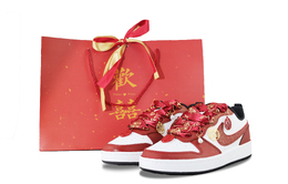 Nike Кроссовки для скейтборда Court Borough 2 My Family Has Joy с противоскользящим покрытием, износостойкие, низкие, GS, красные bq5448-110(team129-吾家有喜) | red