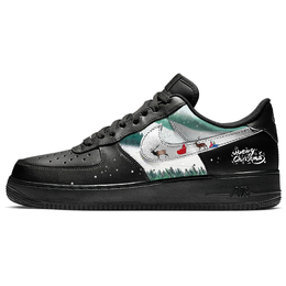 Nike Кроссовки Air Force 1 с низким верхом, противоскользящие и износостойкие, унисекс, черно-белые cw2288-001(team56-圣诞雪橇) | black white