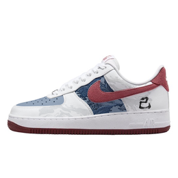 Nike Кроссовки для скейтбординга Air Force 1 с противоскользящим и износостойким дышащим верхом, женские, белые, красные fq7626-100(team10-龙纹青蛇) | white red