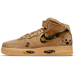 Nike Кроссовки Air Force 1 с высоким верхом, противоскользящие и износостойкие, унисекс, коричневые dj9158-200(team56-橙色星月) | brown