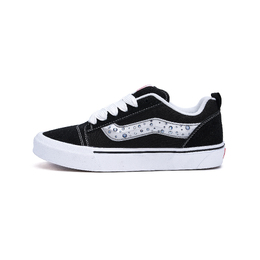 Vans Кроссовки для скейтбординга Knu Skool с противоскользящим покрытием, износостойкие, унисекс, черные, серебристые vn0009qc6bt1(白色内里)（team314-银钻） | black silver