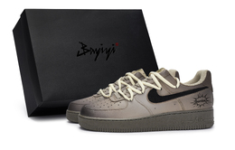 Nike Кроссовки Air Force 1 Slip Low Top для скейтбординга унисекс, черно-коричневые hq1176-222(team80-男女棕影流年s-box) | black brown