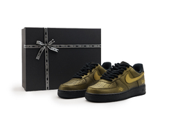 Nike Кроссовки для скейтбординга Air Force 1 с антискользящей амортизацией, низкие, унисекс, черно-золотые cw2288-001（team719-金蛇祥瑞sbox） | black gold